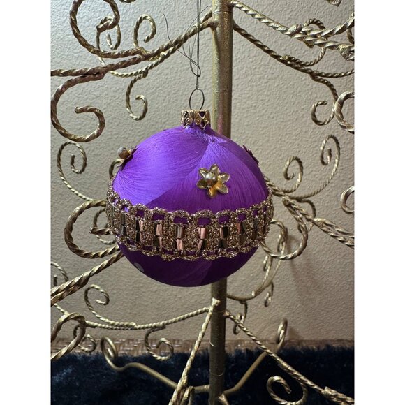 West Germany Koestel Christmas Ornament Purple And Gold Trimmings - Picture 3 of 7